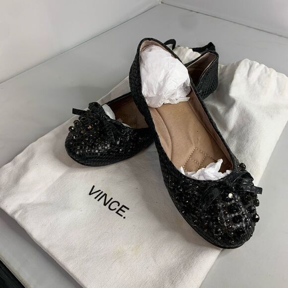 Vince Camuto Rhinestone Snakeskin Flats With Dust-bag - Picture 6 of 10